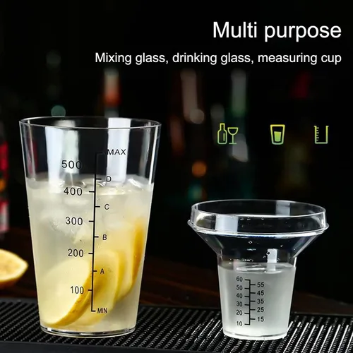 Vista 5 de Juego de coctelera, juego de coctelera mezclada, coctelera estándar transparente Sc, kit de cuidado profesional para (16.9 fl oz)
