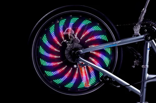 Vista 4 de 32 luces LED para radios – 30 patrones intermitentes de color cambian automáticamente, luces de bicicleta de fácil montaje en radios de rueda