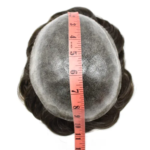 Vista 207 de Toupee para hombre 100% cabello humano real tupé para hombres 0.004 in piel de poliuretano para hombre, sistema de reemplazo de piezas de pelo