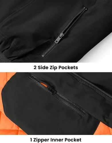 Vista 5 de BGOWATU Chaqueta para hombre con aislamiento para otoño e invierno, con cremallera, a prueba de viento, acolchadas, abrigos, abrigos, informales