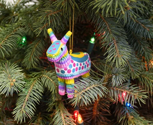 Vista 3 de Tree Buddees Colorido adorno navideño de piñata para fiesta