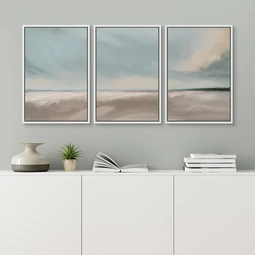 Vista 344 de wall26 Lienzo enmarcado para pared, juego de arte de acuarela pastel, paisaje rural, ilustraciones con formas abstractas, arte moderno, decorativo