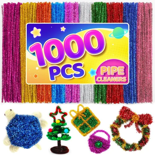 Vista 41 de Eppingwin 200 limpiapipas, limpiadores de pipas con purpurina, suministros de manualidades, tallos de felpilla de 10 colores para proyectos