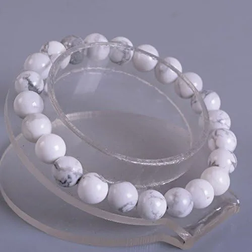 Vista 2 de Justinstones Pulsera de gemas semipreciosas de cuentas redondas de 8 mm, pulsera de 7 pulgadas diseño de gemas semipreciosas, unisex