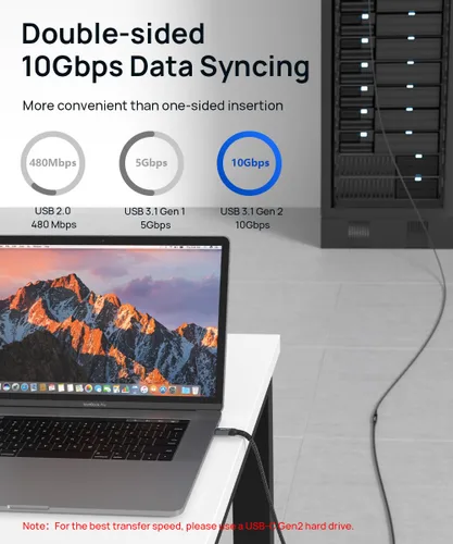 Vista 2 de JSAUX Cable de extensión USB C de 1.5 pies, cable extensor tipo C 3.2 macho a hembra compatible con PD 100W/5A carga rápida, transferencia