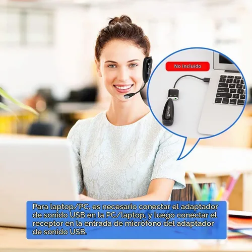 Vista 4 de KIMAFUN - Sistema de micrófono inalámbrico con auriculares, sin necesidad de Bluetooth, micrófono de cabeza impermeable para instructor de fitness