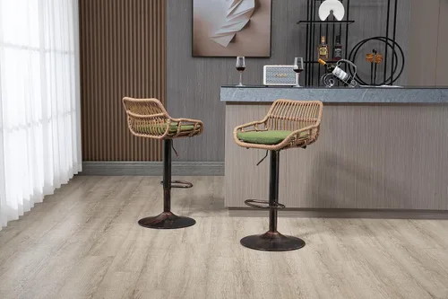 Vista 2 de Juego de 2 taburetes de bar giratorios con reposapiés ajustables para cocina, comedor, 2