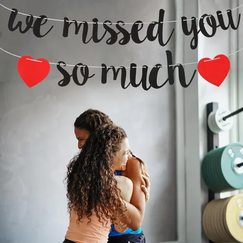 Vista 7 de Cartel de bienvenida a casa, pancarta con texto en inglés "We Missed You So Much", decoración de bienvenida para familia, reunión, amigos