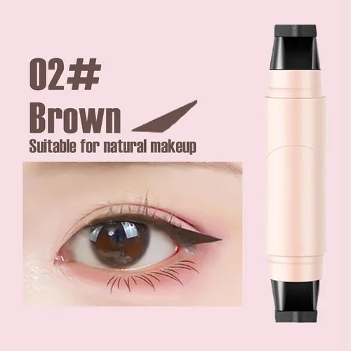 Vista 8 de Juego de 2 sellos de delineador de ojos de gel, 2025 nuevo lápiz de ojos plegable, doble extremo, impermeable, a prueba de manchas para Negro+marrón