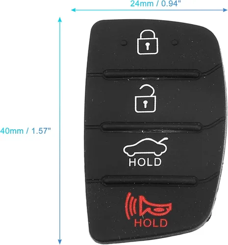 Vista 8 de X AUTOHAUX 4 botones de coche remoto Fob caso cubierta inserto de goma teclado teclado reemplazo para Hyundai