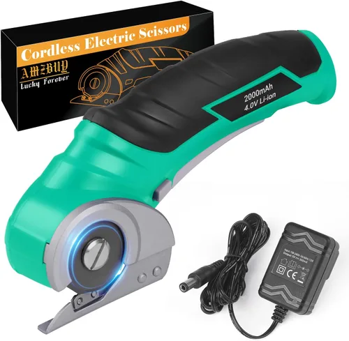 Vista 9 de Tijeras eléctricas inalámbricas para el Día del Padre, regalos de hija e hijo, cortador de cajas eléctrico para reciclaje de cartón, hoja rotativa