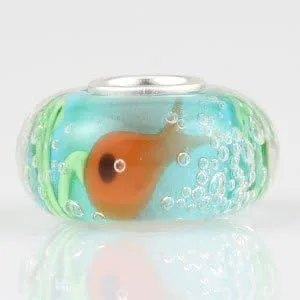 Vista 2 de Abalorio de pez pequeño de plata de ley 925 con dije de animal de espuma, cuentas de cristal de Murano, pulseras de moda para mujer, Plata esterlina