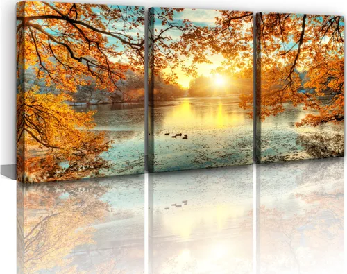 Vista 11 de Yxbhhym Lienzo de paisaje para pared, pintura de cascada, impresiones de árboles y bosques, paisajes de otoño, imagen artística para sala de estar