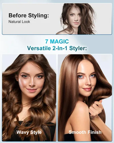 Vista 3 de 7MAGIC Plancha de Pelo Alisadora, Plancha Plana de Cerámica con LCD, Plancha de Pelo Profesional 2 en 1 para Cabello Grueso, Herramienta