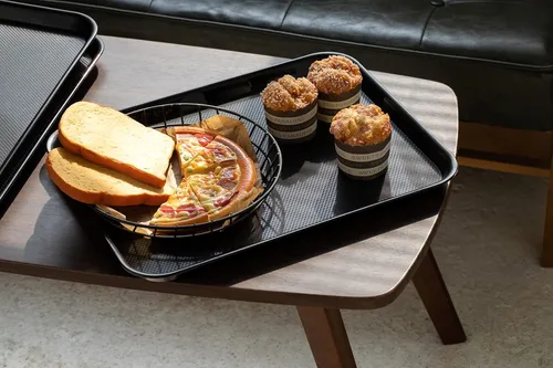 Vista 7 de Aebeky Bandejas de plástico para cafetería, bandejas de comida rápida, 13 x 17 pulgadas, juego de 6 (negro)