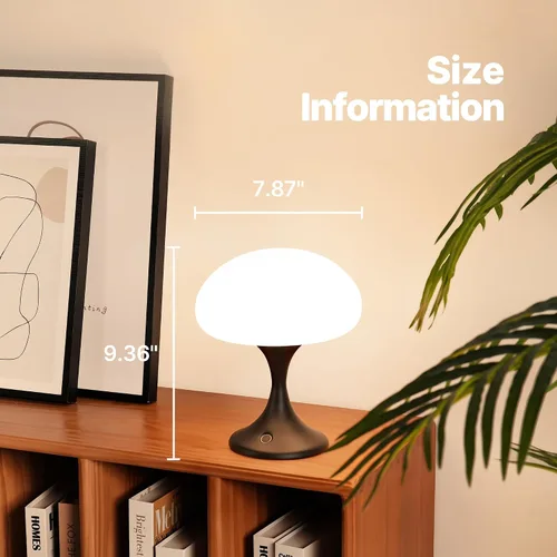 Vista 9 de MAGCHARM Lámpara de mesa recargable LED de 5 W con pantalla de cristal, pequeña luz táctil retro regulable con 3 temperaturas de color, luz estética