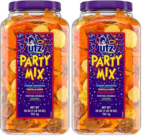 Vista 14 de Utz - Mix para fiestas en barril de 737,1 g (26 onzas). La sabrosa mezcla de picadillos incluye tortillas de maíz, tortillas de nachos, pretzels