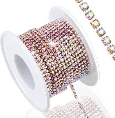 Vista 7 de Dowarm Cadena de cierre de diamantes de imitación de cristal de 10 yardas de 0.079 pulgadas para coser Crocs zapatos, ropa, vasos, cadena de Azul