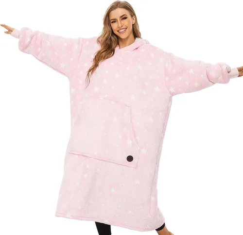 Vista 66 de THREE POODLE - Manta con capucha portátil para mujeres, sudadera con capucha de sherpa de gran tamaño para adultos hombres, mantas con capucha