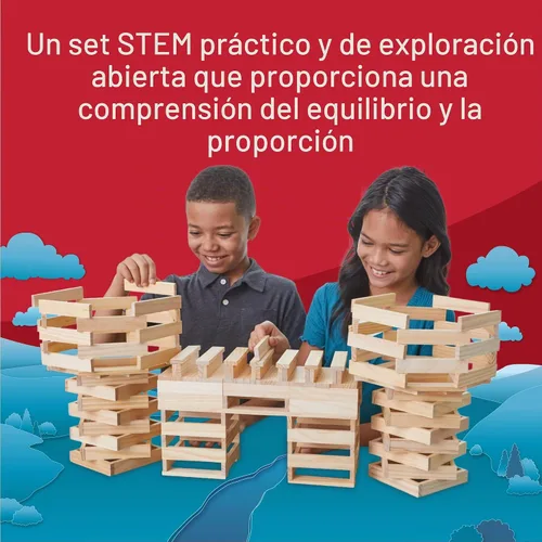 Vista 6 de KEVA Structures - Juego de 200 tablones de construcción de madera, juguete de construcción que incluye 200 bloques de madera y libro de ideas, a