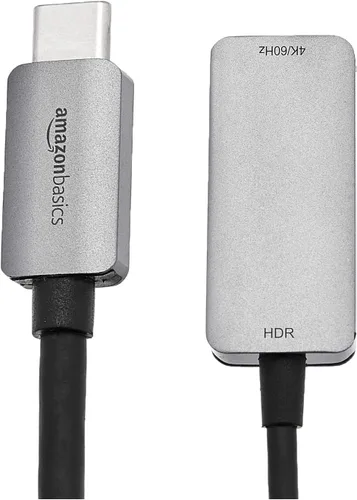 Vista 2 de Amazon Basics Adaptador USB-C 3.1 macho a HDMI hembra (4K @60Hz), gris, 1.69 x 1.45 x 0.43 pulgadas
