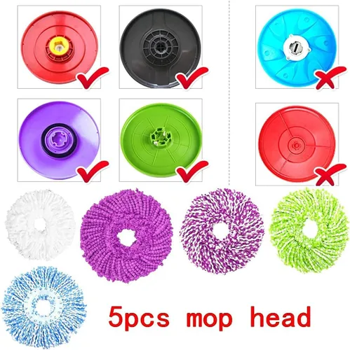 Vista 6 de 5 Recambios de microcabezal de repuesto para mopa giratoria 360° Spin Magic - Cabezal de mopa de microfibra, forma redonda, tamaño estándar