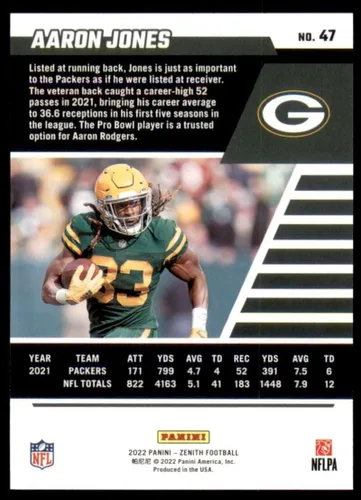 Vista 2 de Trading Card NFL 2022 Panini Zenith Retail #47 Aaron Jones NM Near Mint Packers