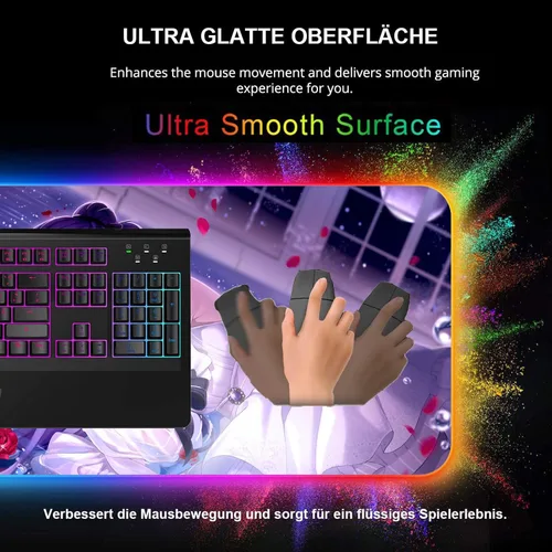Vista 5 de Mouse Pads Sexy Anime Girl RGB Mouse Pad Gaming Seven Colors XXL Large Mousepad Backlit LED Gamer Mause Carpet Desk Mat 27.55 inch x12 inch