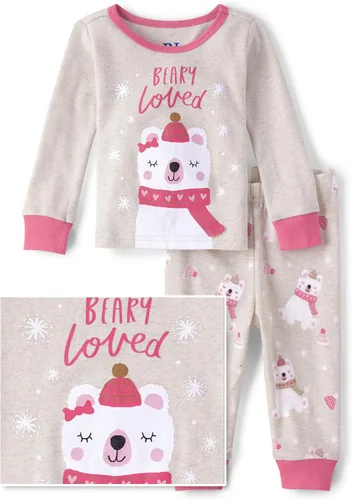 Vista 4 de The Children's Place Baby Girls' Toddler Long Sleeve Top Pants Snug Fit 100% Cotton 2 Piece Pajama Set