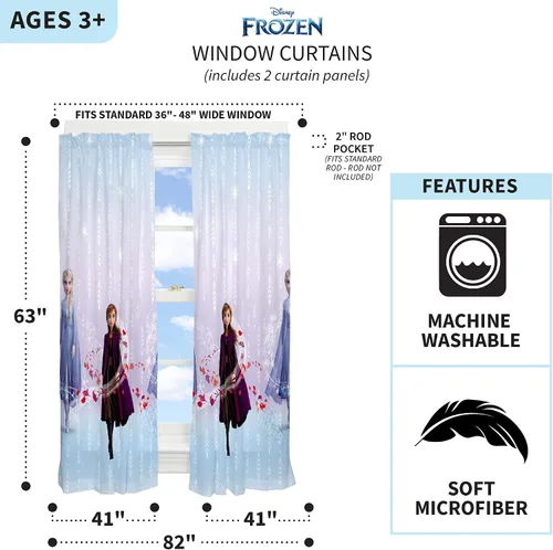 Vista 3 de Franco - Juego de cortinas con alzapaños para ventanas de habitación infantil