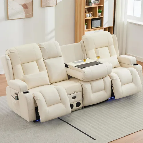 Vista 36 de URRED Wall Hugger Power - Sofá reclinable con masaje y calor, color beige