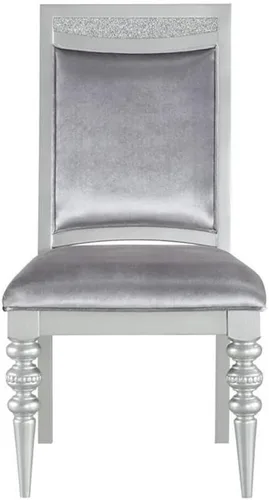 Vista 3 de Acme Maverick - Silla auxiliar tapizada de tela en color gris platino, juego de 2