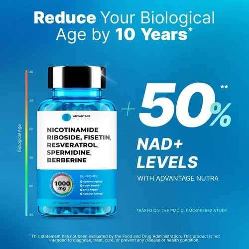 Vista 3 de Suplemento liposomal de nicotinamida ribósido NR Resveratrol NAD: Nicotinamida 500mg con fisetina, polvo de resveratrol espermidina berberina NAD