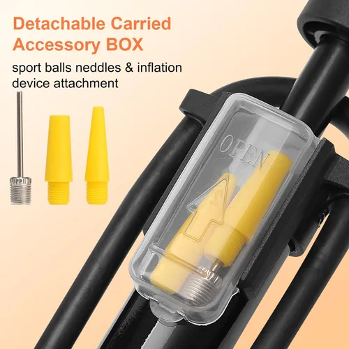 Vista 5 de Bomba de bicicleta, alta presión, bomba de neumático de bicicleta de piso con dispositivo de impulso compatible con válvula Presta y Schrader