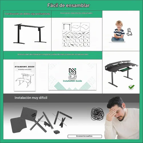 Vista 9 de JWX Pro Max - Escritorio para juegos de altura ajustable de 72 pulgadas