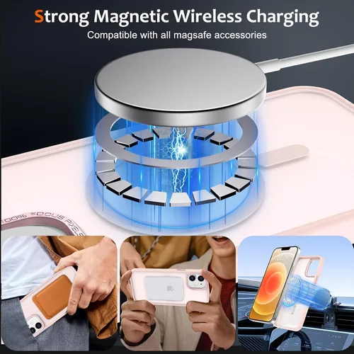 Vista 644 de Anuck - Funda magnética para iPhone 11 compatible con MagSafe, carcasa trasera mate translúcida dura, borde de TPU, delgada, resistente a impactos