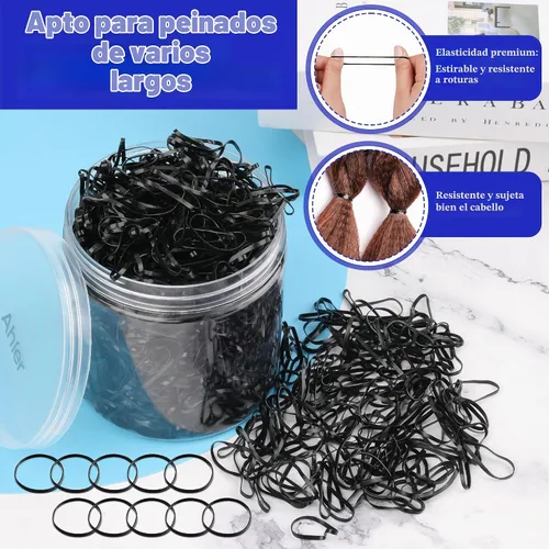 Vista 4 de 2000PCS pequeñas bandas de goma para el cabello, negro elástico plástico
