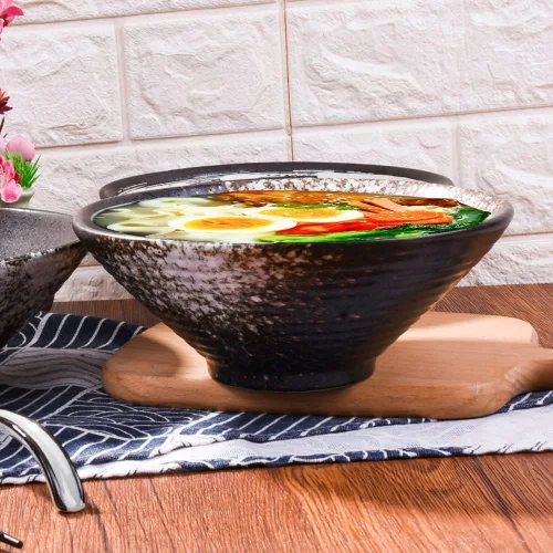 Vista 4 de Juego de 2 cuencos de cerámica para ramen, cuencos de sopa grandes de 32 onzas para Pho, Udon o fideos, cuencos de fideos esmaltados reactivos