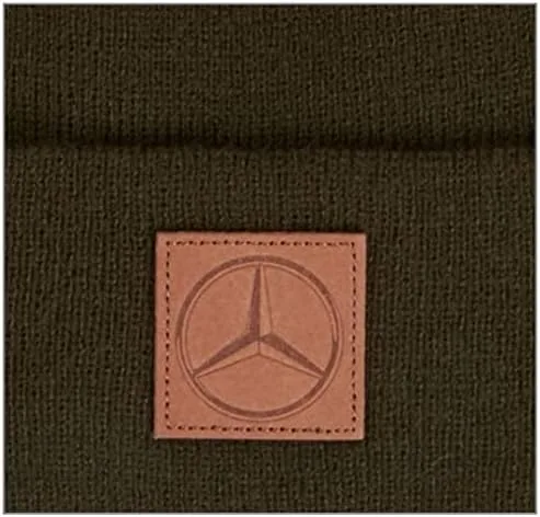 Vista 2 de Mercedes Benz Sportiqe - Gorro verde militar con parche de cuero en relieve, talla única