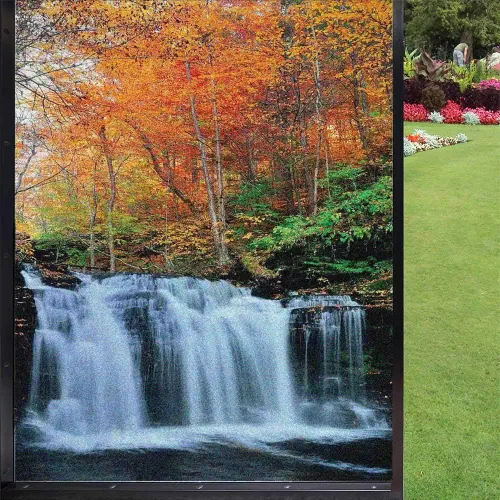 Vista 8 de Película decorativa de privacidad para ventana, control de calor, bloqueo solar, protección UV, diseño de bosque de abedul, adherencia estática