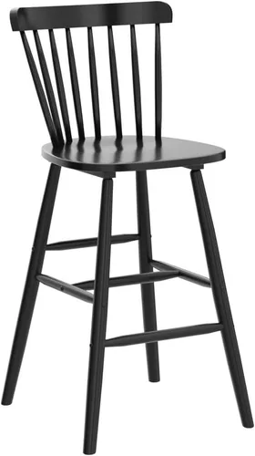 Vista 6 de SAFAVIEH Muebles - Juego de 2 taburetes de bar Galena - Negro - Madera maciza - Diseño moderno de línea limpia - Ideal para cocina, zona de bar