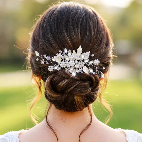 Vista 2 de JEAIRTS Peine de cristal para el cabello, accesorio para el cabello de boda, accesorio para el cabello para mujer