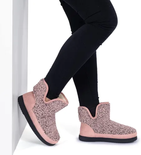 Vista 2 de RockDove - Pantuflas estilo botín de forro polar con espuma viscoelástica y suela de goma para mujer