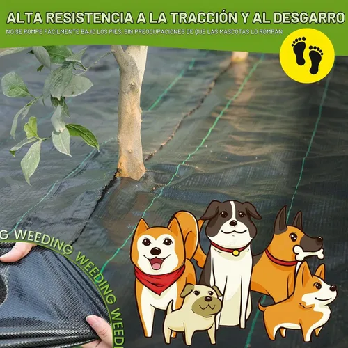 Vista 7 de Tela de barrera de malezas resistente de 4 x 100 pies, tapete de control de malas hierbas de 3.2 onzas, tapete de jardinería para bloques de malas