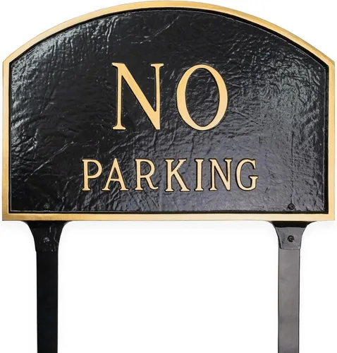 Vista 13 de Montague Metal Products SP-8sm-BG Placa de declaración de arco sin estacionamiento, pequeña, negra y dorada Negro/Oro