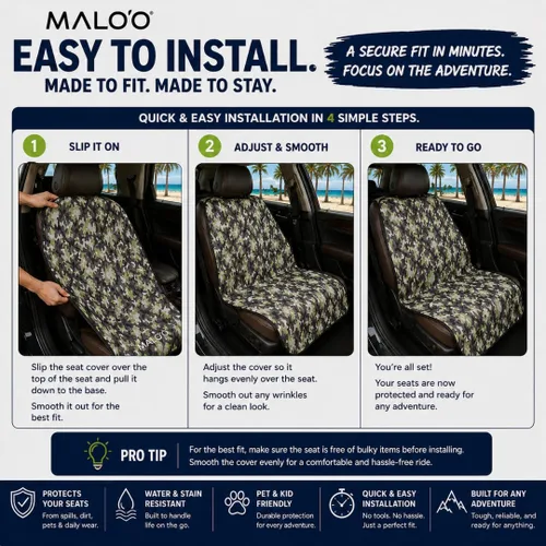Vista 7 de Malo'o Funda impermeable para asiento de automóvil, protector universal de asiento de neopreno para automóviles, camiones y SUV, protege contra
