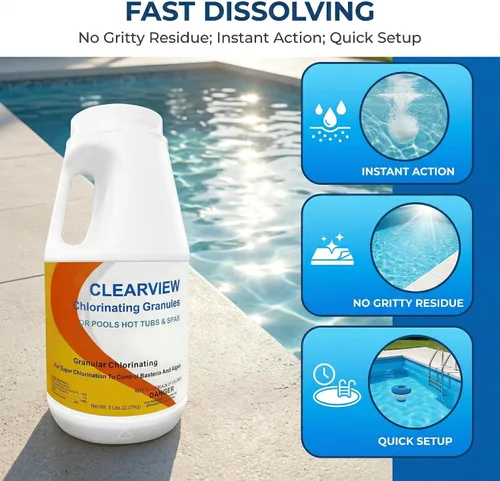 Vista 4 de ClearView Gránulos de cloro sin calcio para piscinas, spas y jacuzzis