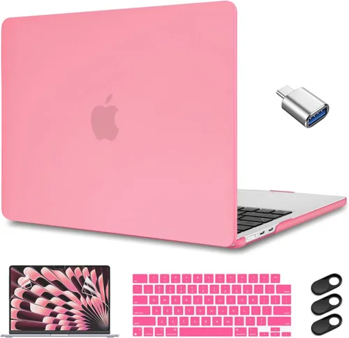 Vista 25 de CISSOOK Funda rosa bebé para MacBook Air de 15 pulgadas lanzamiento 2023 2024 2025, cubierta rígida de plástico rosa tiza con cubierta de teclado