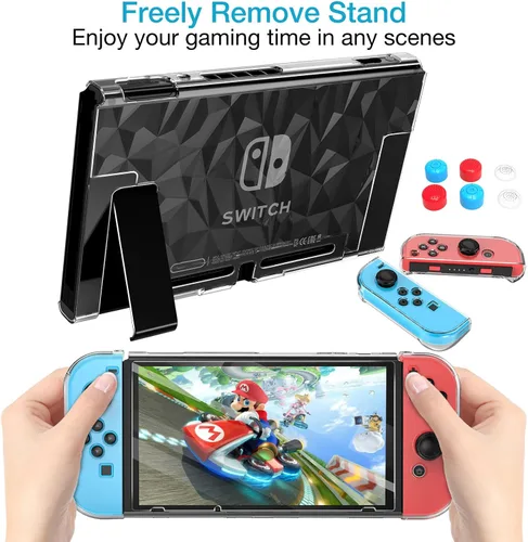 Vista 5 de HEYSTOP Funda Switch para Nintendo Switch acoplable con protector de pantalla funda protectora transparente para Nintendo Switch y JoyCon