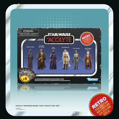 Vista 29 de STAR WARS Retro Collection The Acolyte - Paquete múltiple de figuras de acción coleccionables de 3.75 pulgadas, paquete de 6